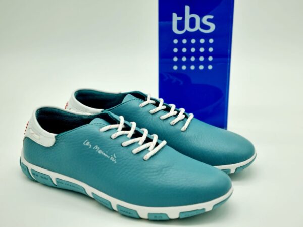 TBS-FEMME- marinières cuir bleu horizon-Semelles amovibles | Espace confort