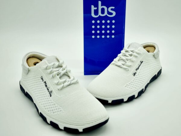 TBS-FEMME- marinières textile blanc- Semelles amovibles |Espace confort