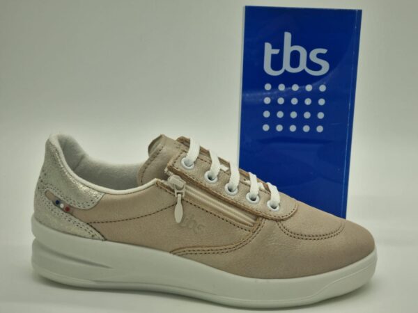 TBS- Sneakers femme cuir champagne Espace confort