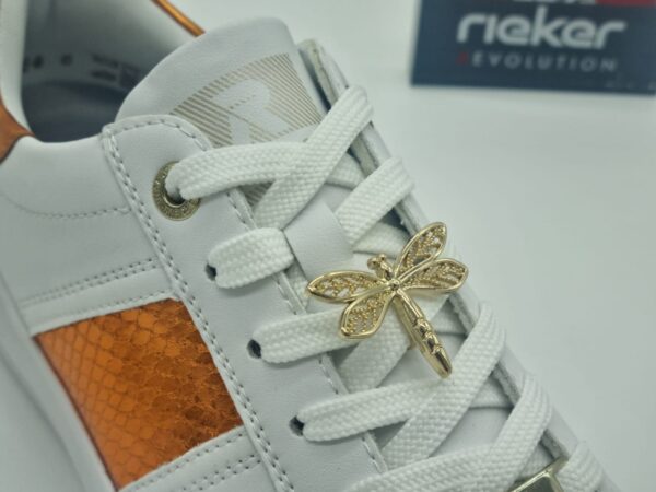 RIEKER Femme- Sneakers cuir blanc/orange Espace confort