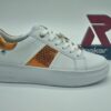 RIEKER Femme- Sneakers cuir blanc/orange Espace confort