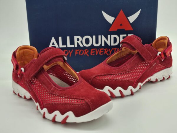 ALLROUNDER-Femme-Ballerines sport-cuirtextile rouge- Semelles amovibles