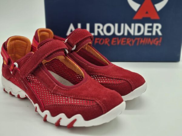 ALLROUNDER-Femme-Ballerines sport-cuirtextile rouge- Semelles amovibles