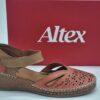 ALTEX Femme- Ballerines compensées-cuir corail/naturel