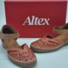 ALTEX Femme- Ballerines compensées-cuir corail/naturel