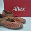 ALTEX Femme- Ballerines compensées-cuir corail/naturel