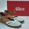 ALTEX Femme- Ballerines compensées- cuir blanc/naturel