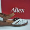 ALTEX Femme- Ballerines compensées- cuir blanc/naturel