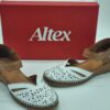 ALTEX Femme- Ballerines compensées- cuir blanc/naturel