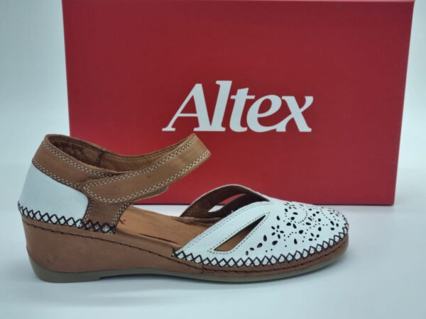 ALTEX Femme- Ballerines compensées- cuir blanc/naturel