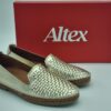 ALTEX Femme- slipper- cuir tressé doré