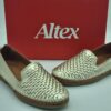 ALTEX Femme- slipper- cuir tressé doré