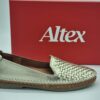 ALTEX Femme- slipper- cuir tressé doré