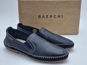 BAERCHI Hommes- mocassin cuir marine- Semelles amovibles