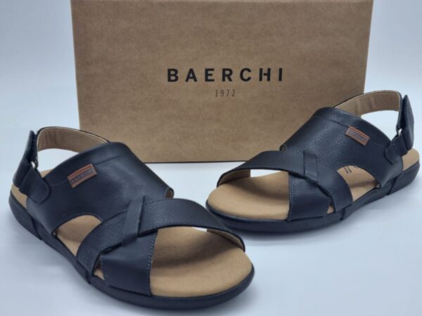 BAERCHI Hommes- nu pied cuir noir-