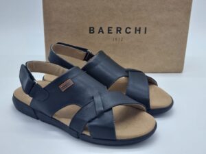 BAERCHI Hommes- nu pied cuir noir-