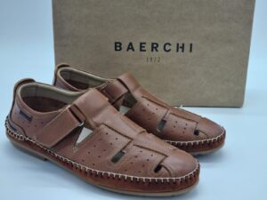 BAERCHI Hommes- sandalettes cuir noir- Semelles amovibles