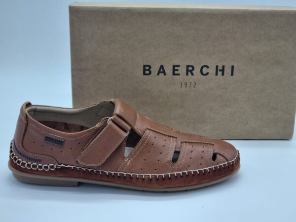 BAERCHI Hommes- sandalettes cuir noir- Semelles amovibles