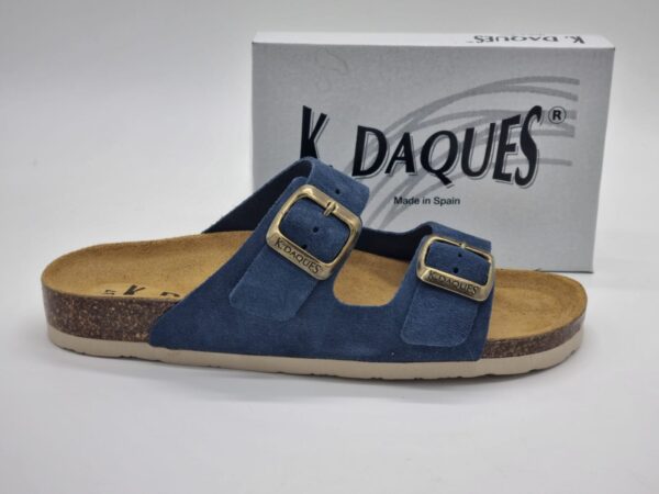 K DAQUÈS- mules boucles- cuir bleu