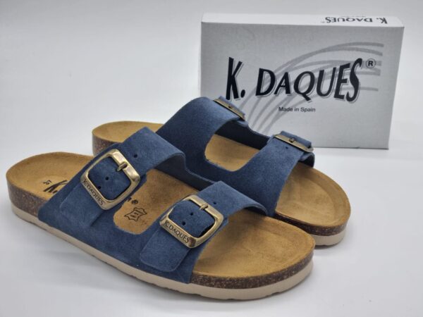 K DAQUÈS- mules boucles- cuir bleu