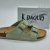 K DAQUÈS- mules boucles- cuir pistache