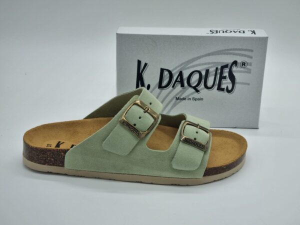 K DAQUÈS- mules boucles- cuir pistache