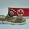 RIEKER Femme- mules velcro/boucle fantaisie - cuir beige