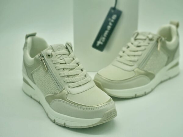 TAMARIS- Derbys compensés- cuir crème/doré- Semelles amovibles