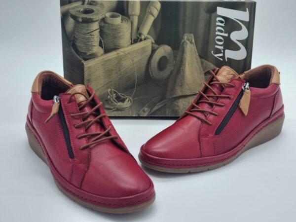 MADORY Femmes Derbys compensés Lacets/zip Cuir rouge