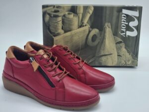 MADORY Femmes Derbys compensés Lacets/zip Cuir rouge