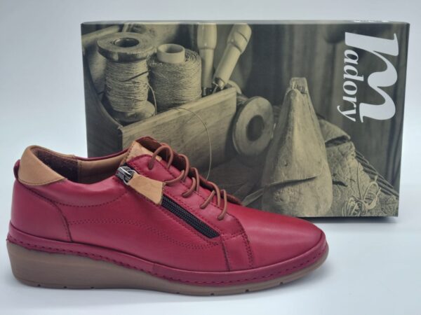 MADORY Femmes Derbys compensés Lacets/zip Cuir rouge