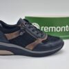 REMONTE Femme-Sneakers compensé cuir noir et or-1