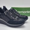 REMONTE Femme - Sneakers compensés textile stretch noir et or-2