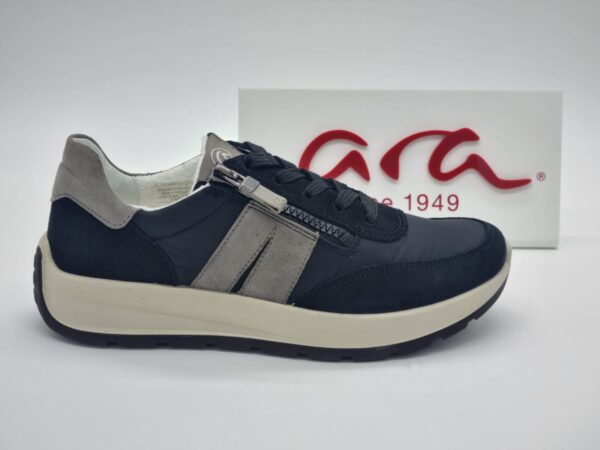 ARA Femme  Sneakers cuir/textile noir/écru  Semelles amovibles