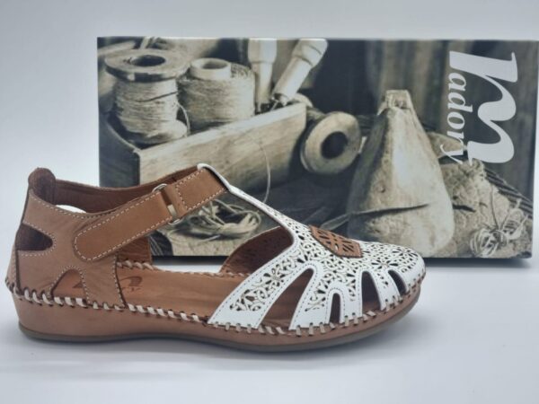 MADORY Sandalettes découpée cuir blanc/cuir