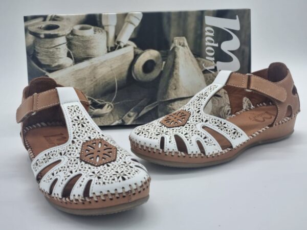 MADORY Sandalettes découpée cuir blanc/cuir
