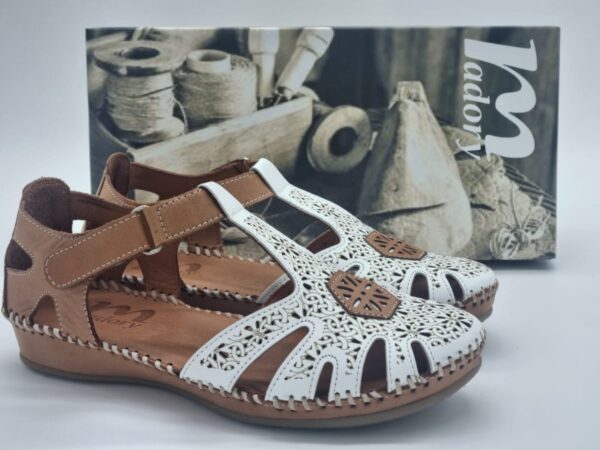 MADORY Sandalettes découpée cuir blanc/cuir