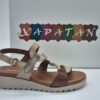 XAPATAN Femme Nu-pied cuir étain/beige/mordoré