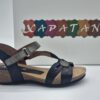 XAPATAN Femme Nu-pied cuir noir/étain