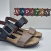 XAPATAN Femme Nu-pied cuir noir/taupe