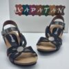 XAPATAN Femme Nu-pied cuir noir/étain