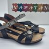 XAPATAN Femme Nu-pied cuir noir/étain