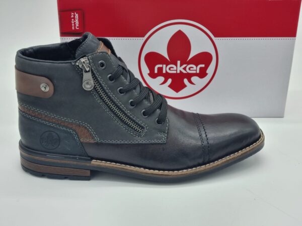 RIEKER Homme  Boots sport ville  Lacets/zip  Cuir brun et multi  Grandes pointures jusqu'au 47